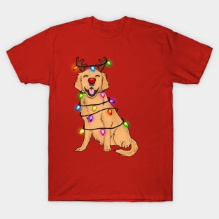 Funny Labrador Retriever Reindeer Christmas Lights Xmas Gift T-Shirt